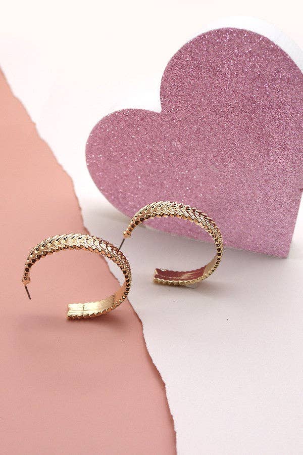 FILIGREE LEAF HOOP EARRINGS