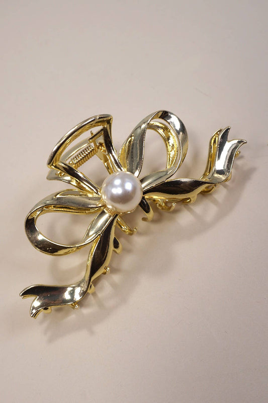 Pearl Bow Extra-Large Hair Claw Clip