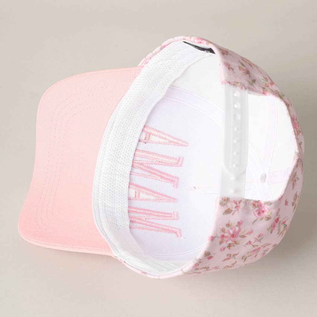 MAMA Embroidered Flower Trucker Hat