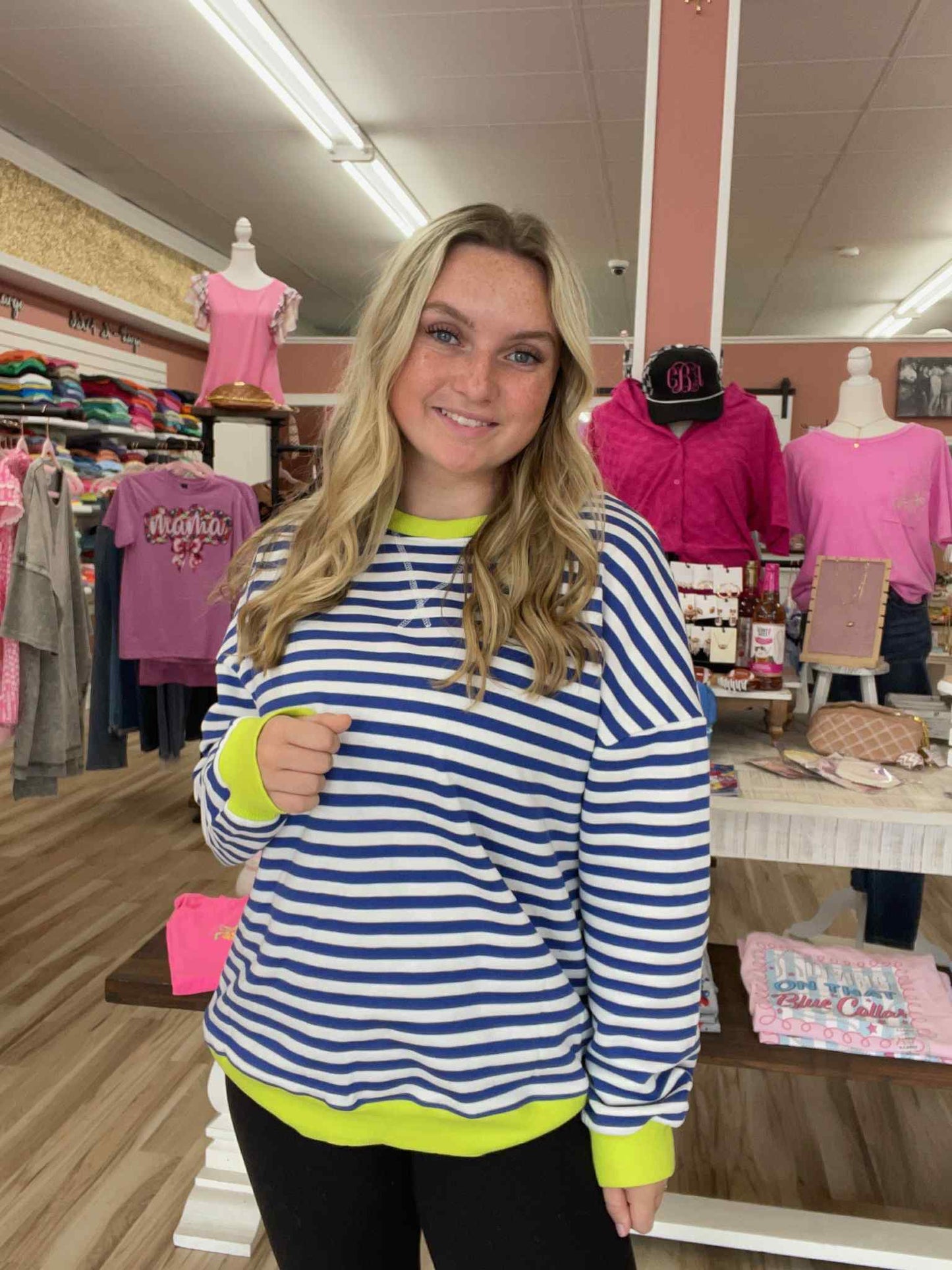 Coastal Stripes Drop Shoulder Sweatshirt