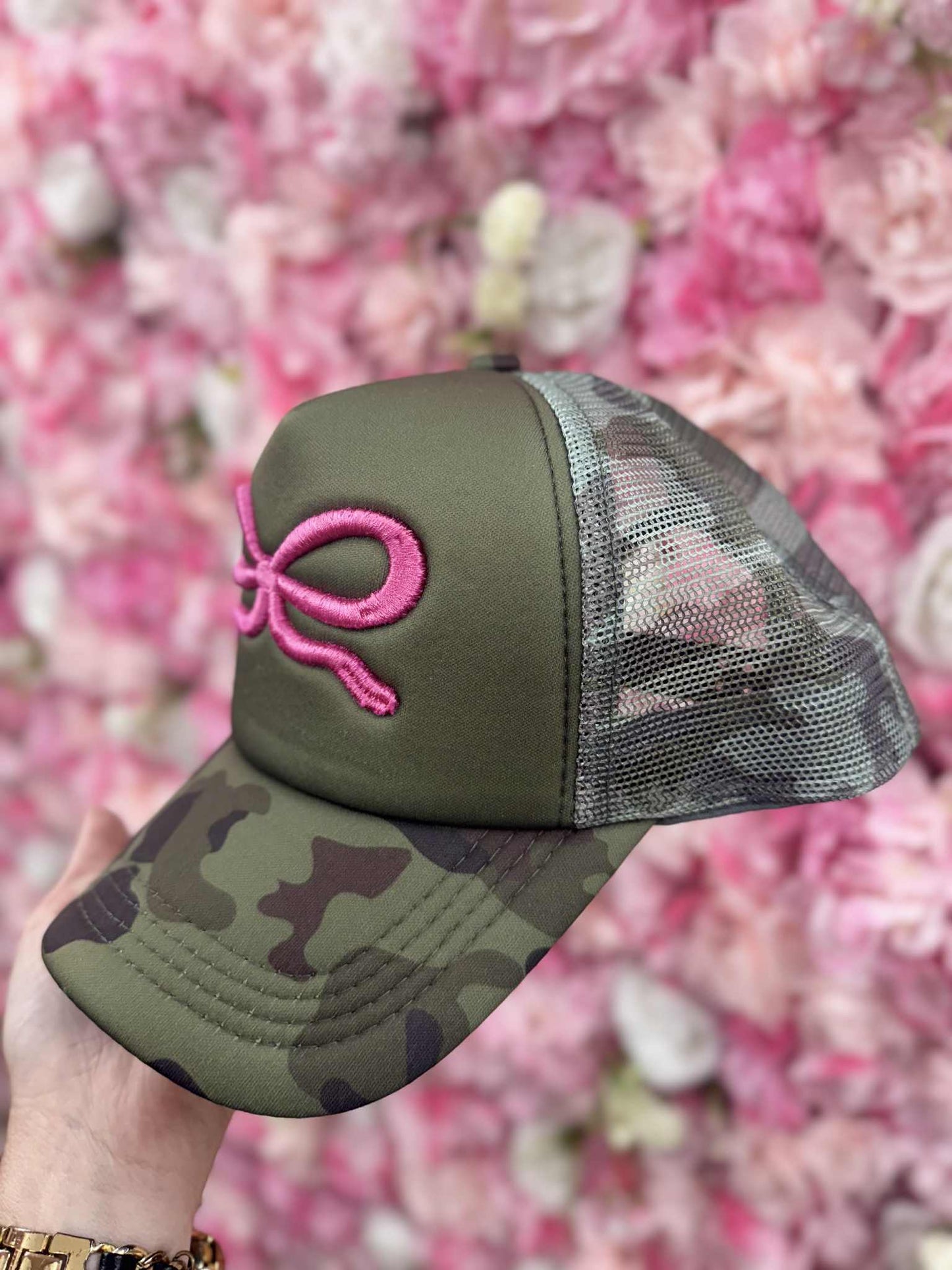 Camo & Coquette Bow Trucker Hat
