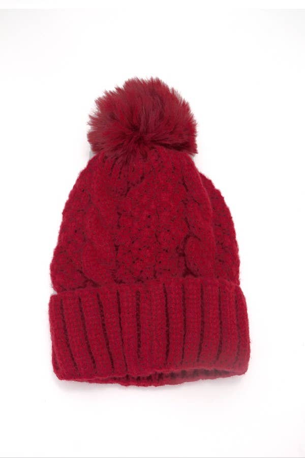 CLASSIC CABLE KNOT POM POM BEANIES HAT