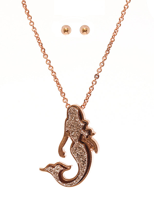 Druzy Mermaid Necklace and Earring Set