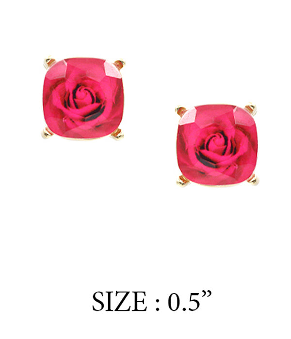 Red Rose Studs