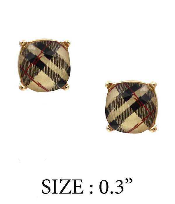 Plaid Stud Earrings