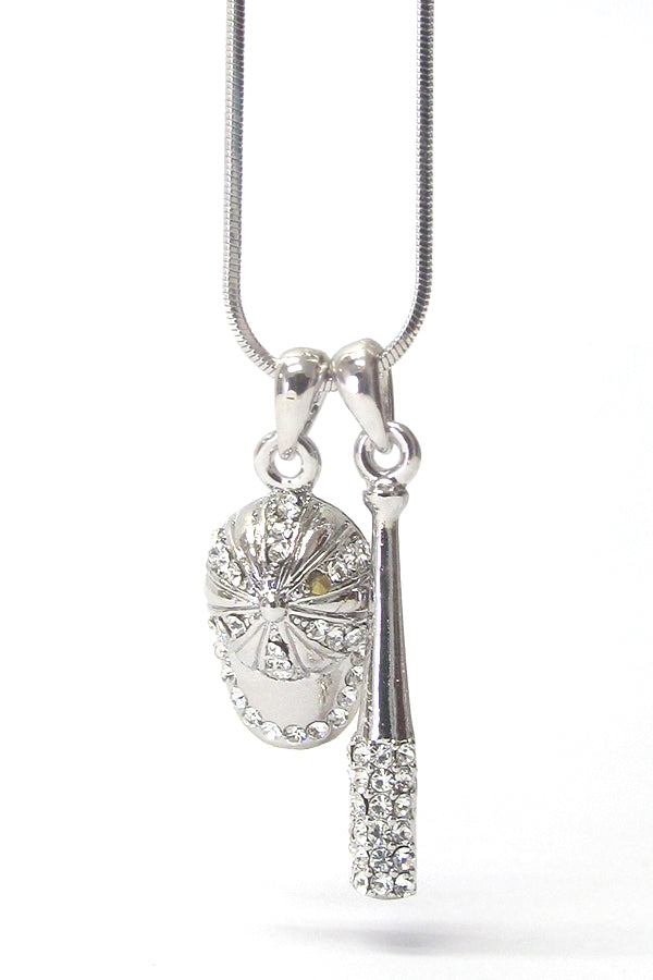 Baseball Cap and Bat Necklace