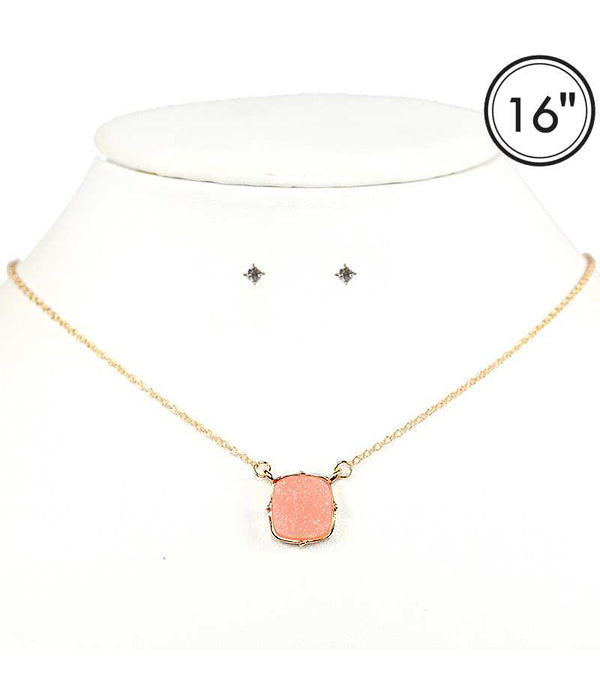 Peach Necklace and Earring set
