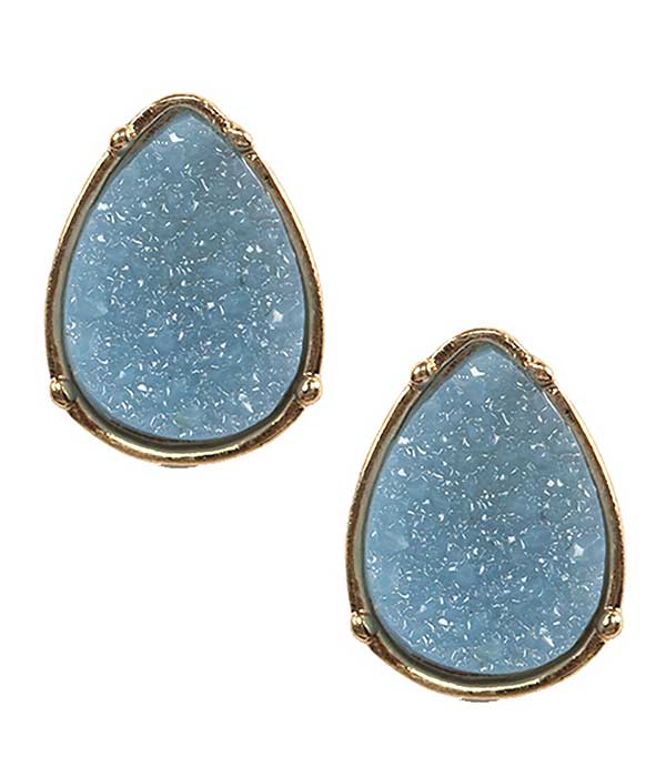 Dark Teal-Blue Teardrop Studs