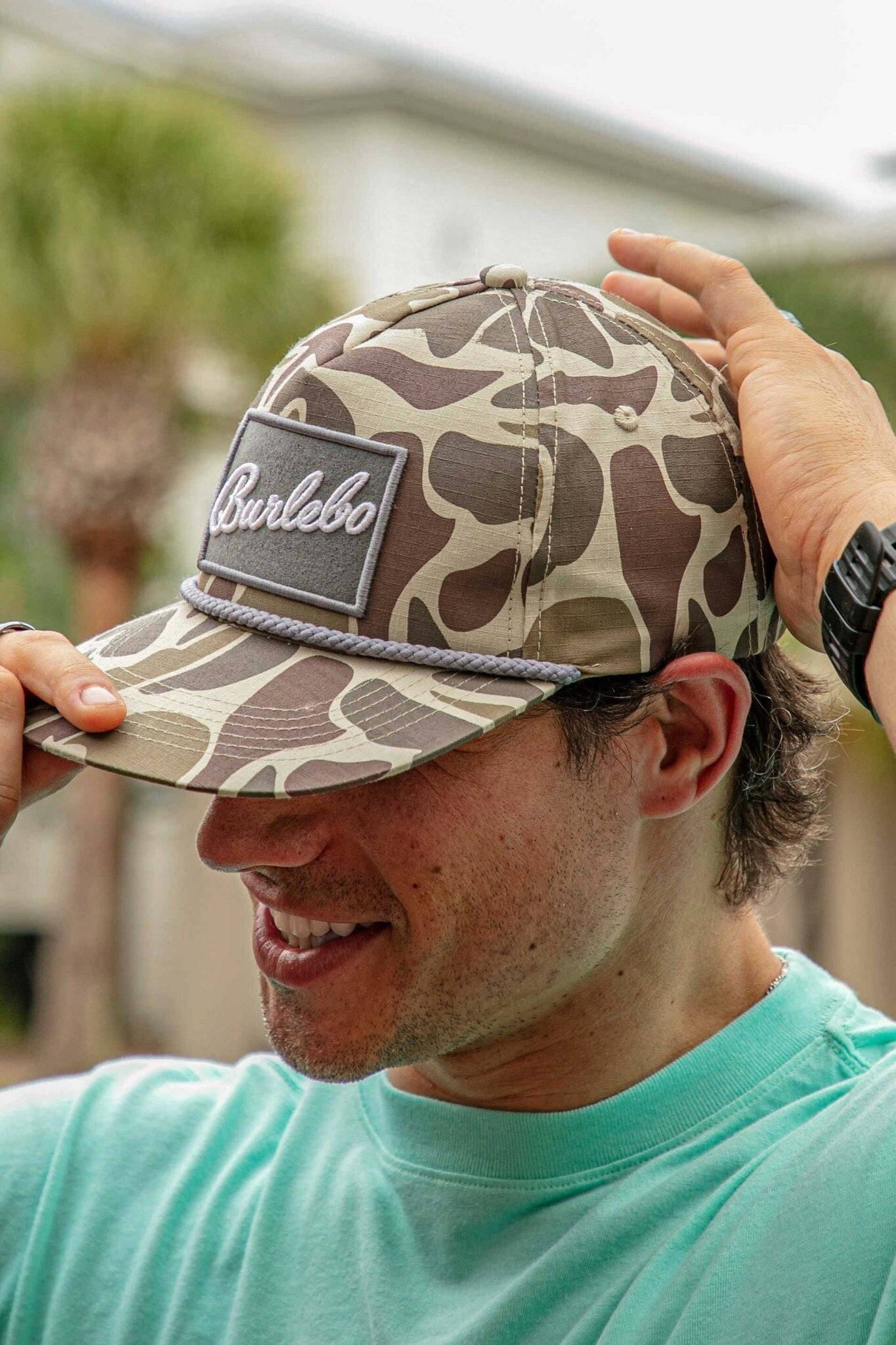 Burlebo Camo Script Snapback Hat