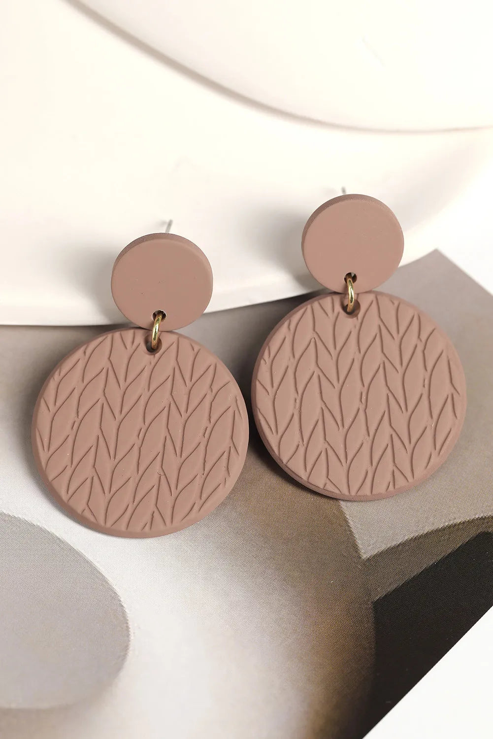 Brown Textured Clay Earrings