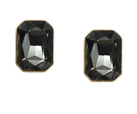 Black Iridescent Facet Stone Stud Earring