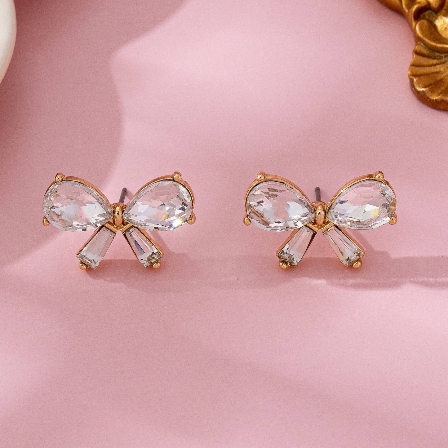 Crystal Bow Stud Earrings