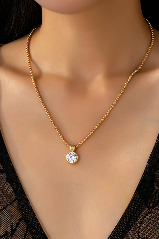 ROUND ZIRCON PENDANT NECKLACE