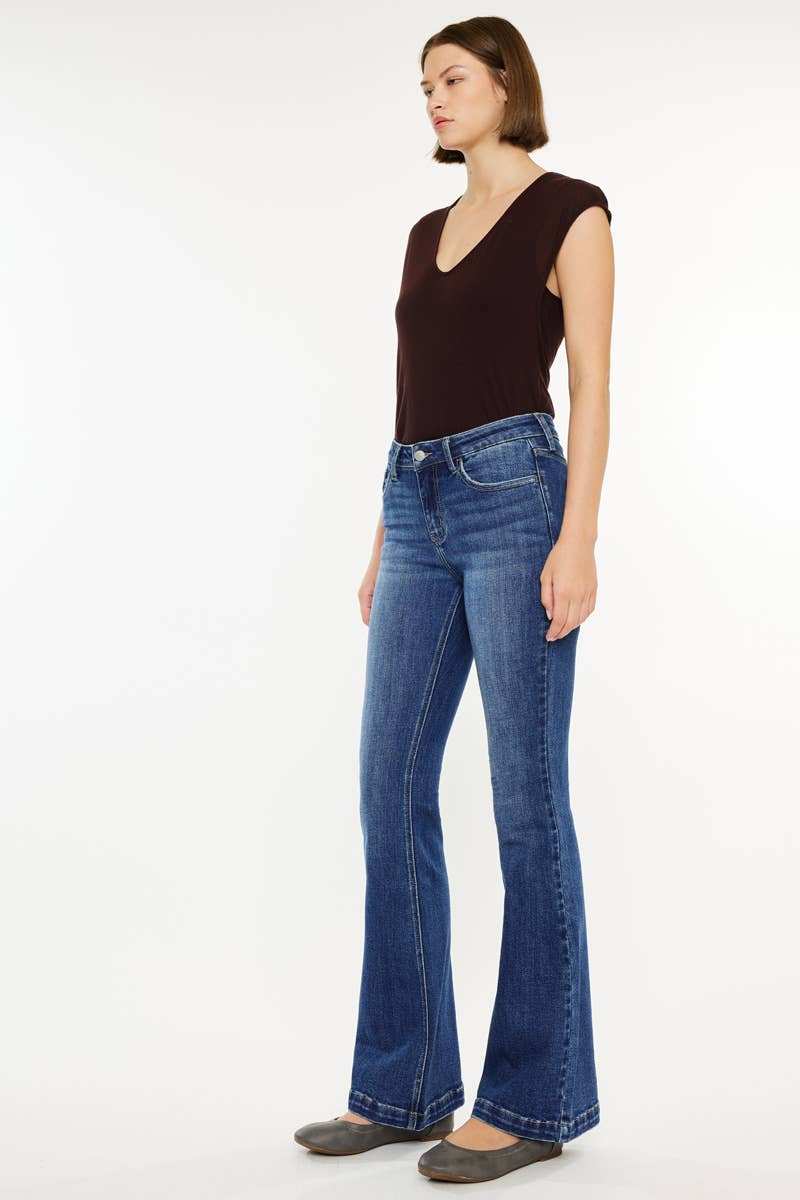 The Main Street Mid Rise Flare Jeans - Kancan Jean