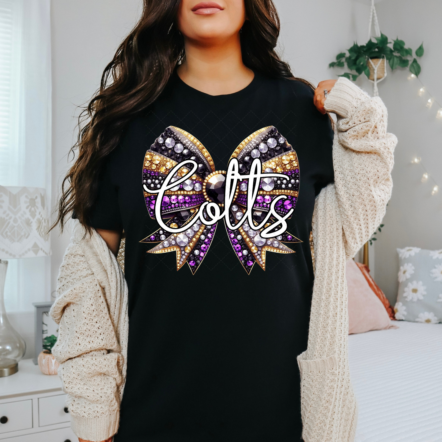 Colts Rhinestone Bow