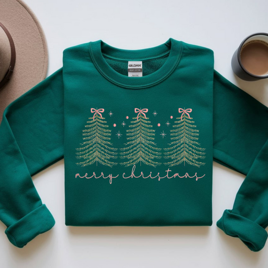 Coquette Merry Christmas Embroidered Sweatshirt