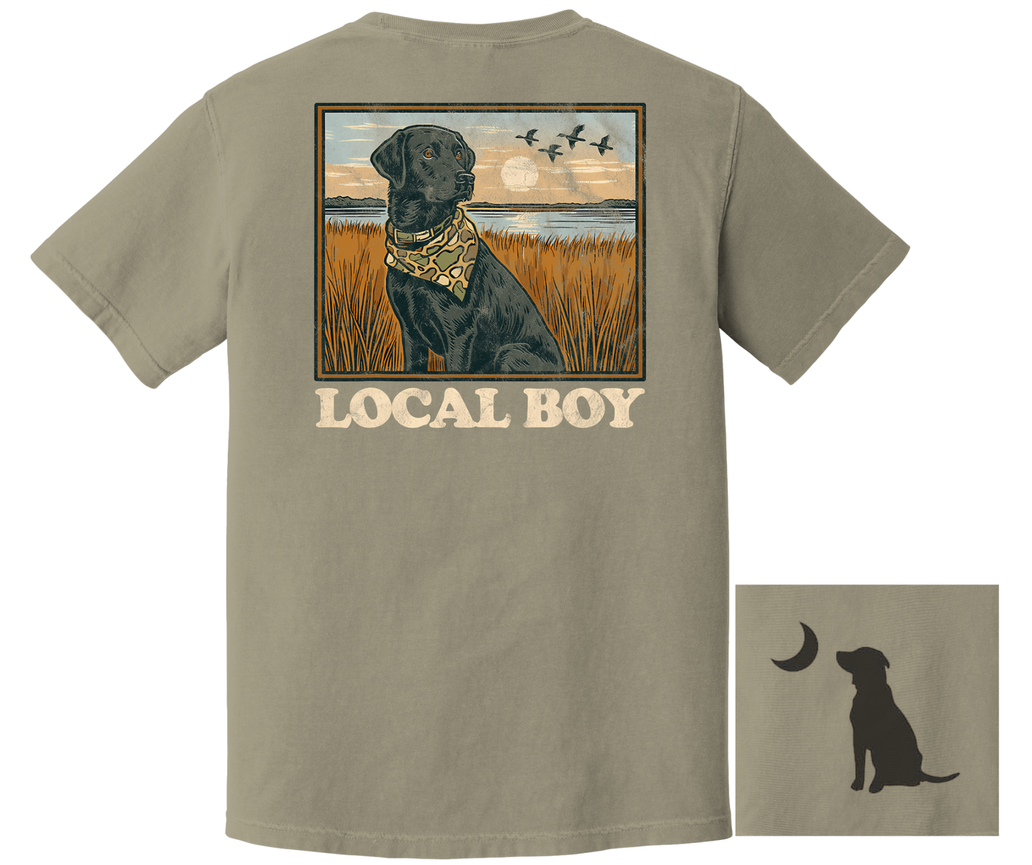 Southern Boy Outdoors Charm Black Lab Graphic Tee | Local Boy Southern Shirt