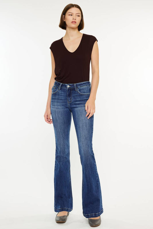 The Main Street Mid Rise Flare Jeans - Kancan Jean