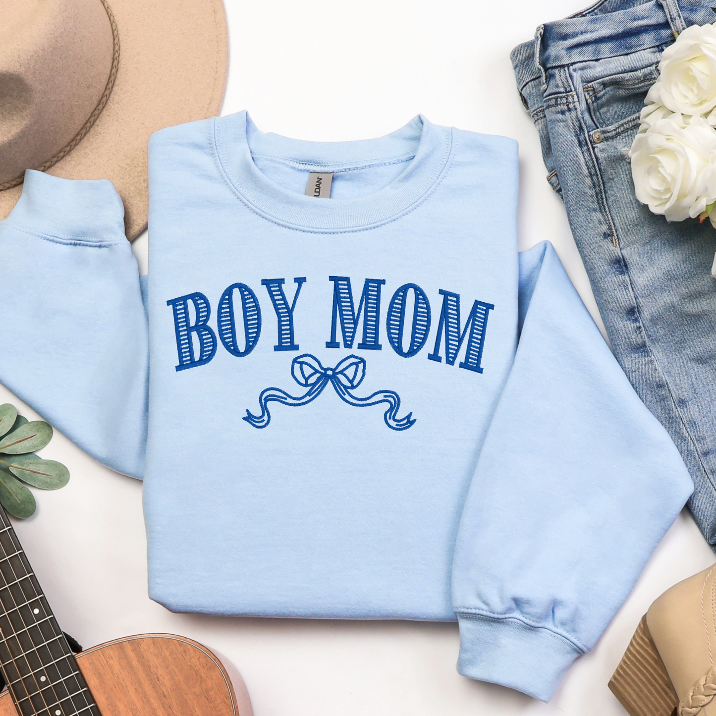 Boy Mama / Boy Mom Embroidered Sweatshirt