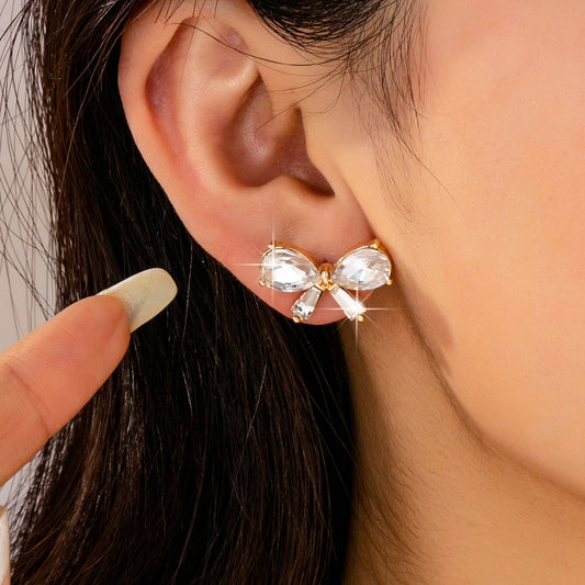 Crystal Bow Stud Earrings