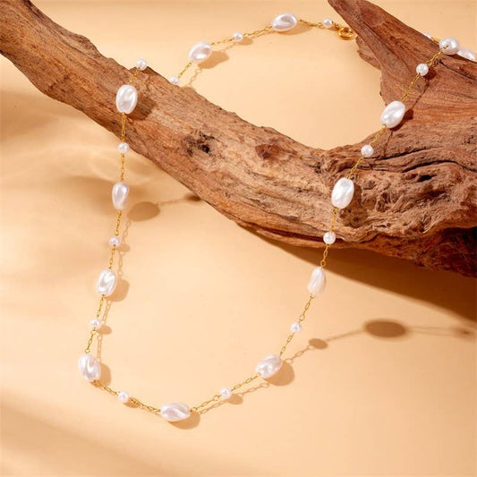 18K STAINLESS STEEL TARNISH FREE PEARL NECKLACE