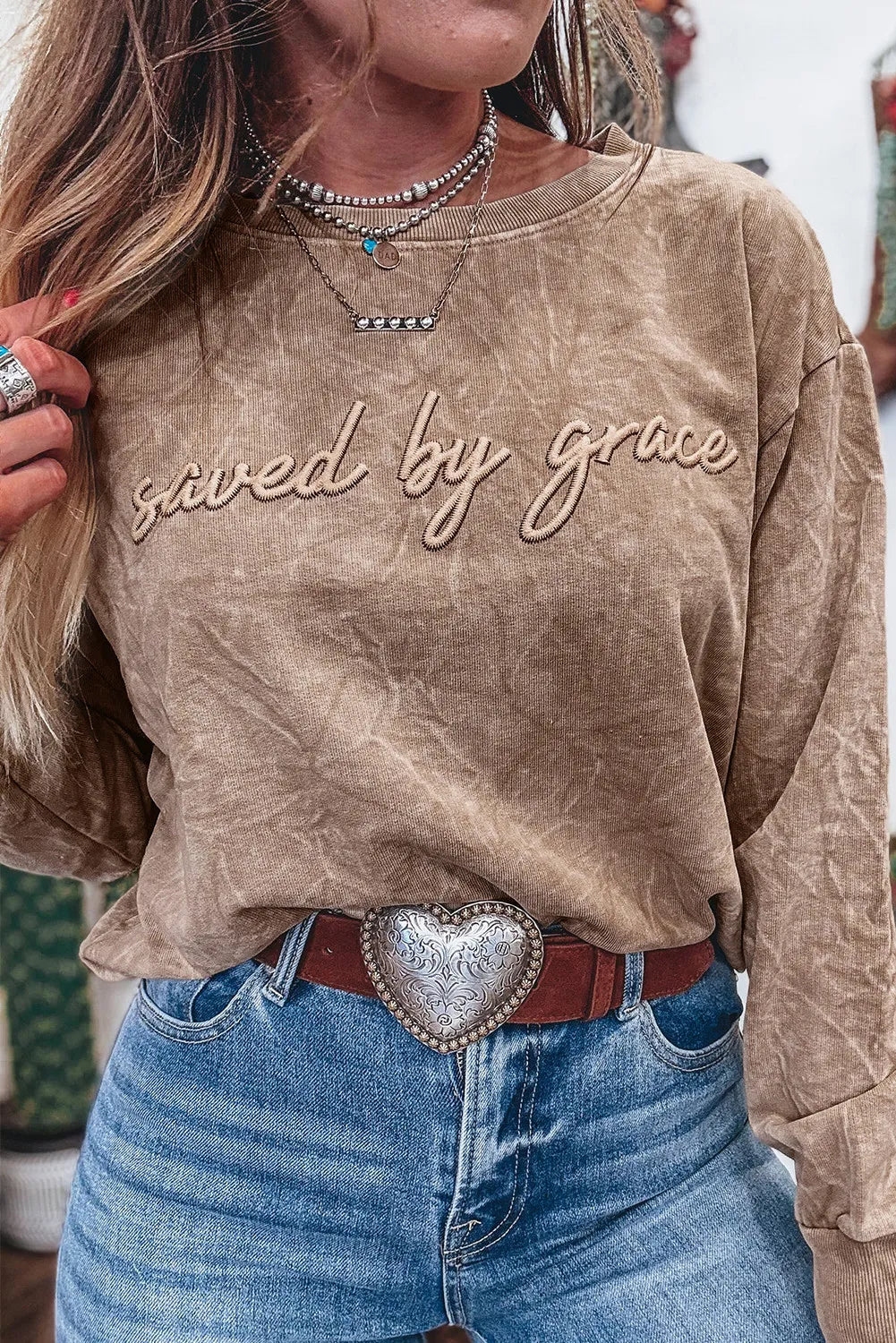 Saved by Grace Mineral Wash Sweatshirt
