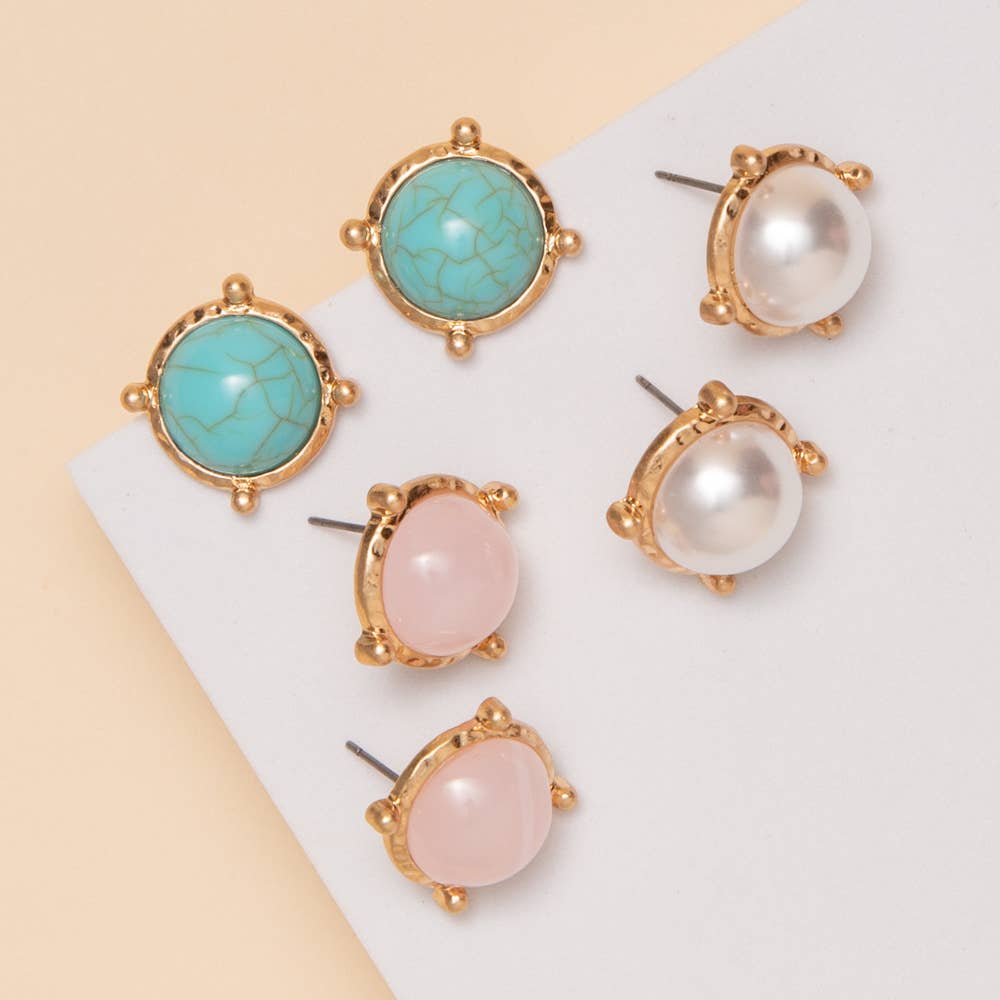 Marble Stone Stud Earrings