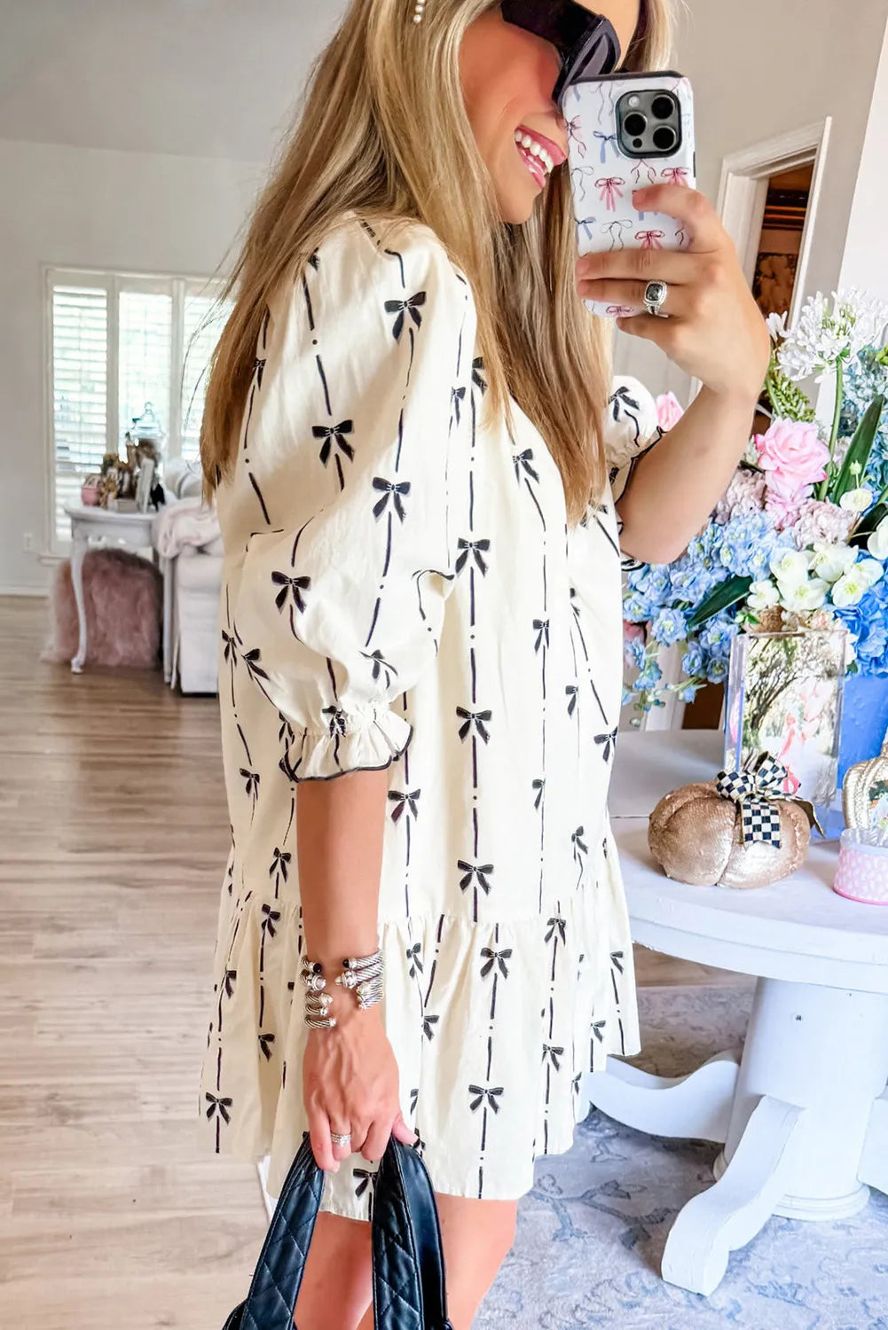 Beige Bow Bliss Dress