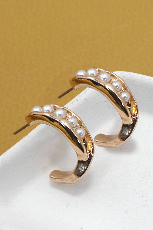 INTERTWINED PEARL HOOP TITANIUM POST EARRINGS