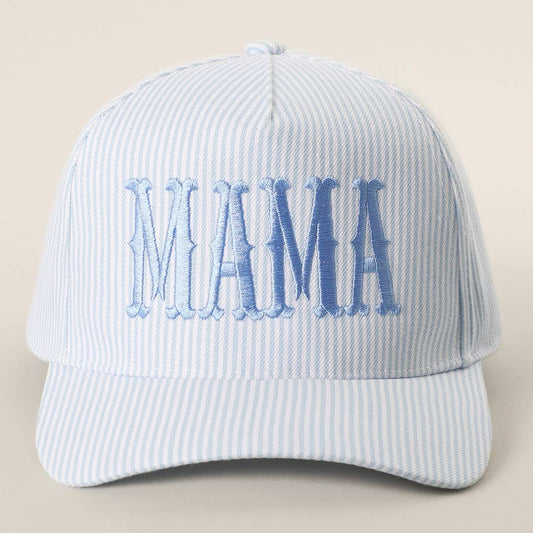 MAMA Embroidered Striped Trucker Hat