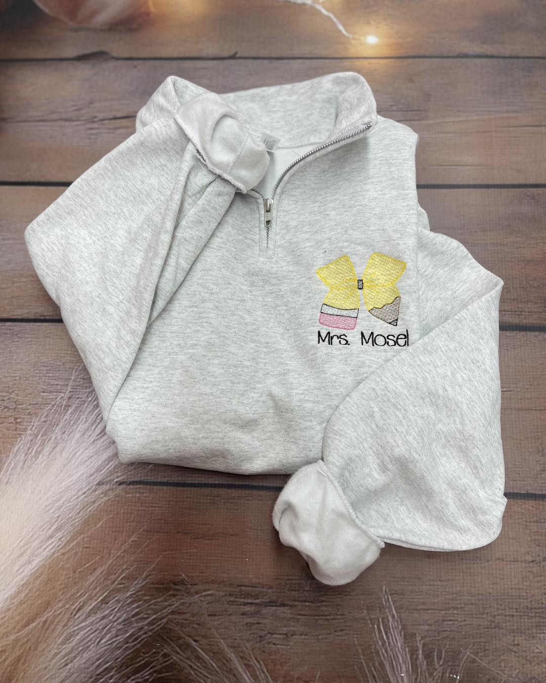 Personlized Pencil Quarterzip – Ash Grey