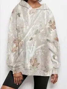 Trendy Viral Forest Camo Print Oversized Hoodie