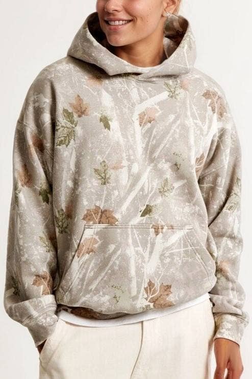 Trendy Viral Forest Camo Print Oversized Hoodie
