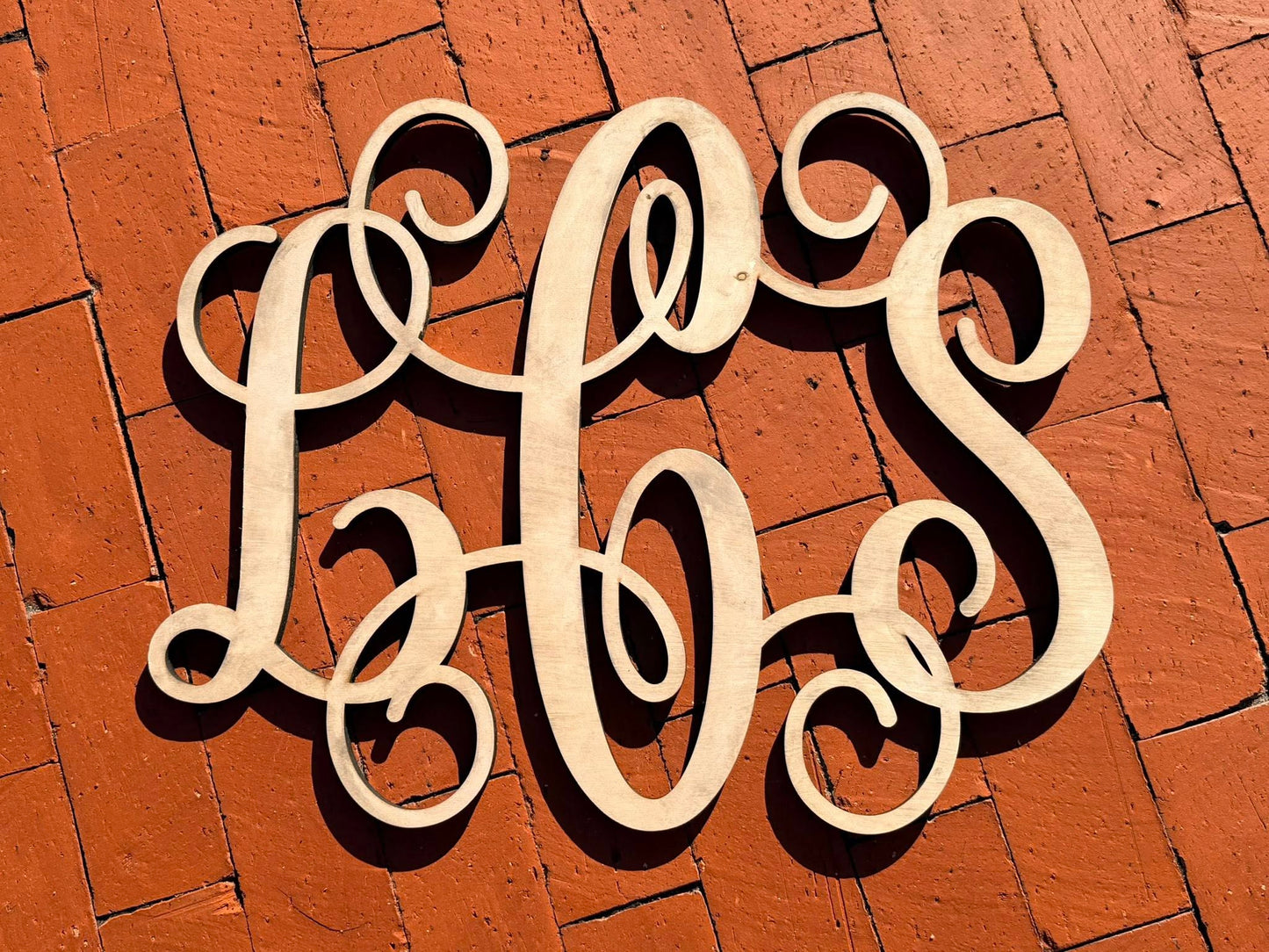 Unfinished Wooden 3 - Letter Vine Monogram