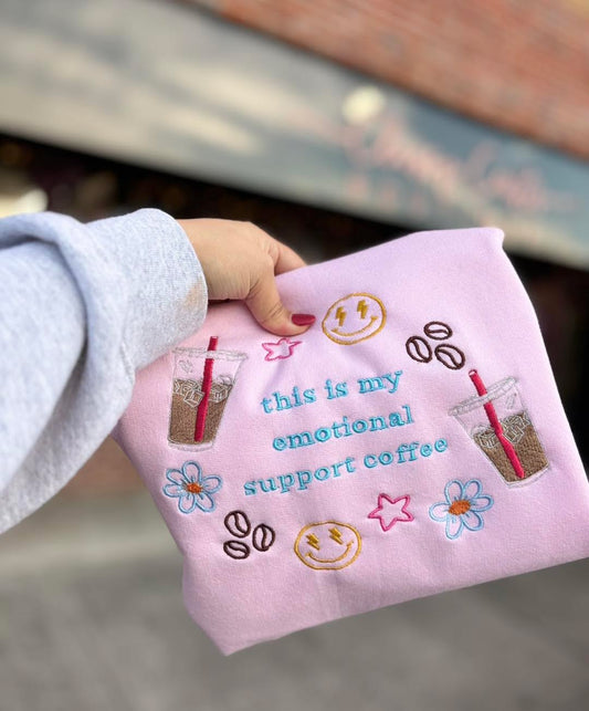 This Is My Emotional Support Coffee Embroidery
