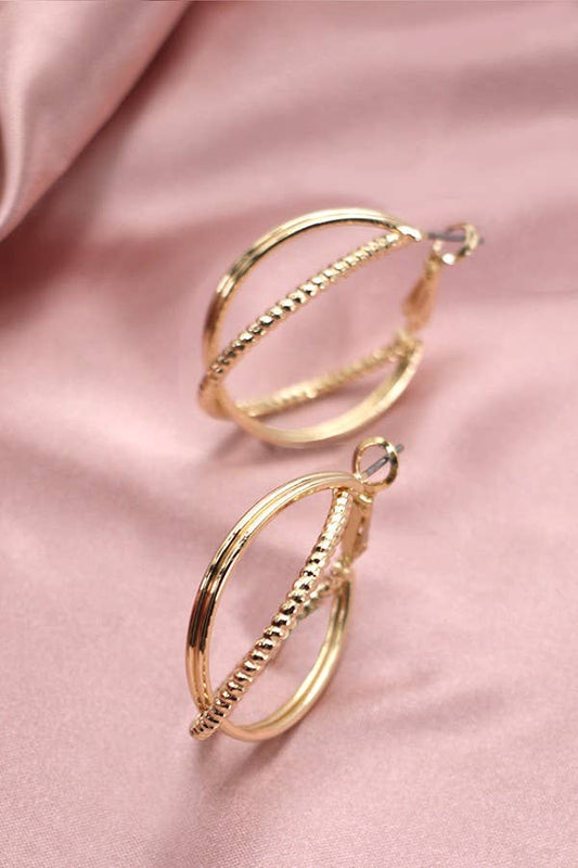 INTERTWINED HALF SPHERE HOOP EARRINGS