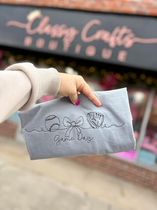 Game Day Line Art Embroidery