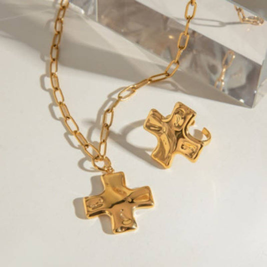 18K STAINLESS STEEL TARNISH FREE CROSS NECKLACE
