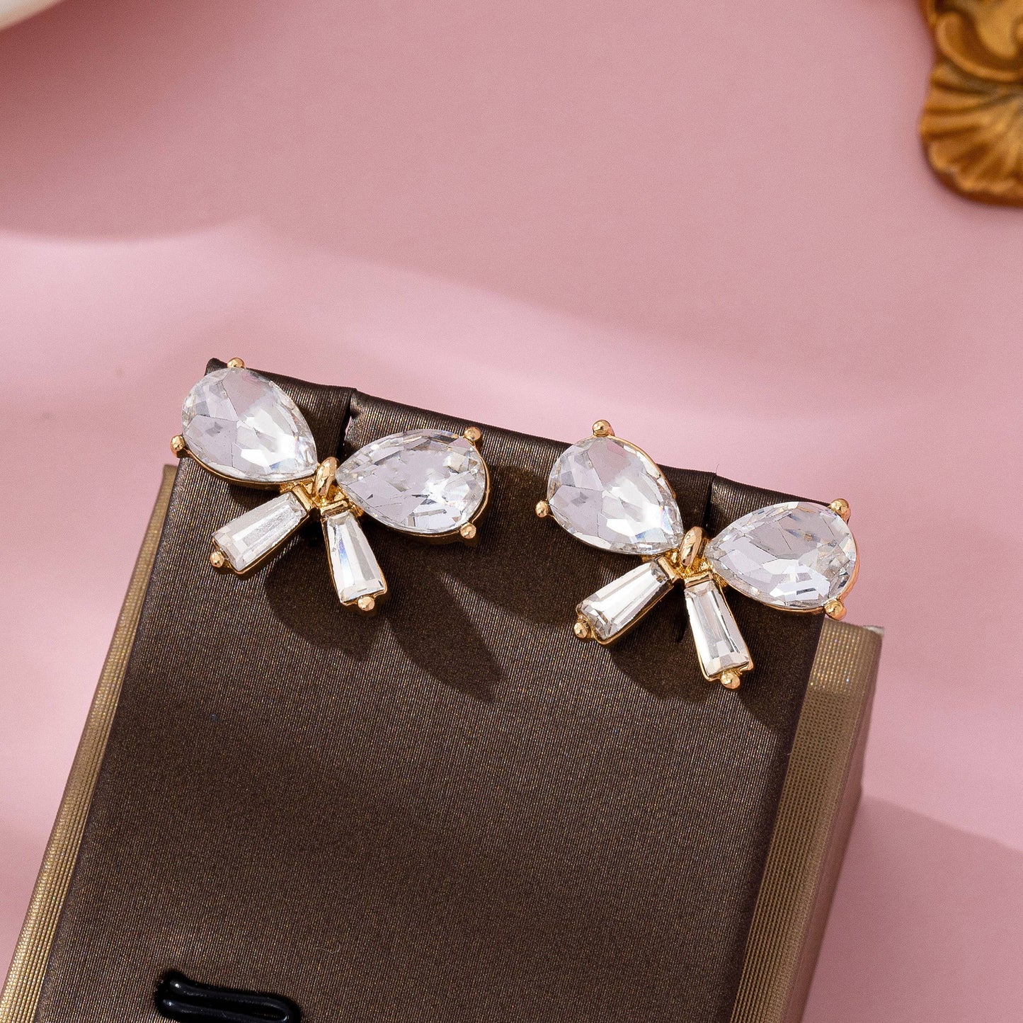 Crystal Bow Stud Earrings