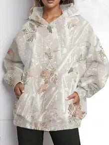Trendy Viral Forest Camo Print Oversized Hoodie