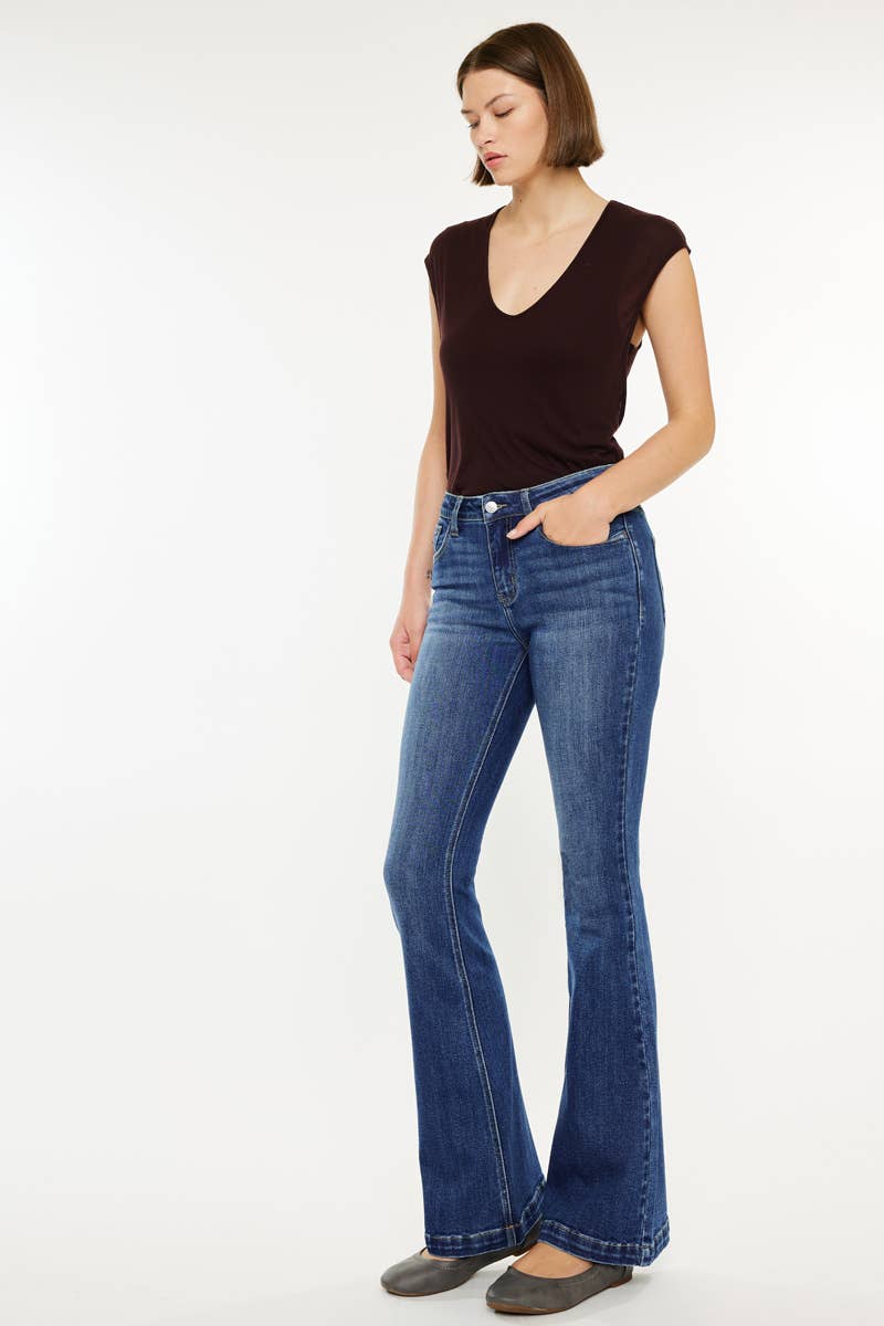 The Main Street Mid Rise Flare Jeans - Kancan Jean