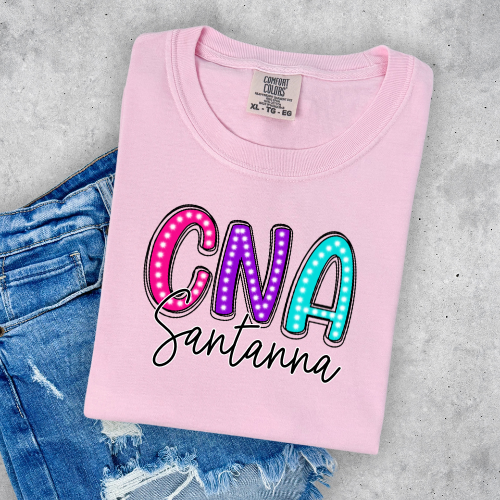 Colorful Neon Initial & Name Tee