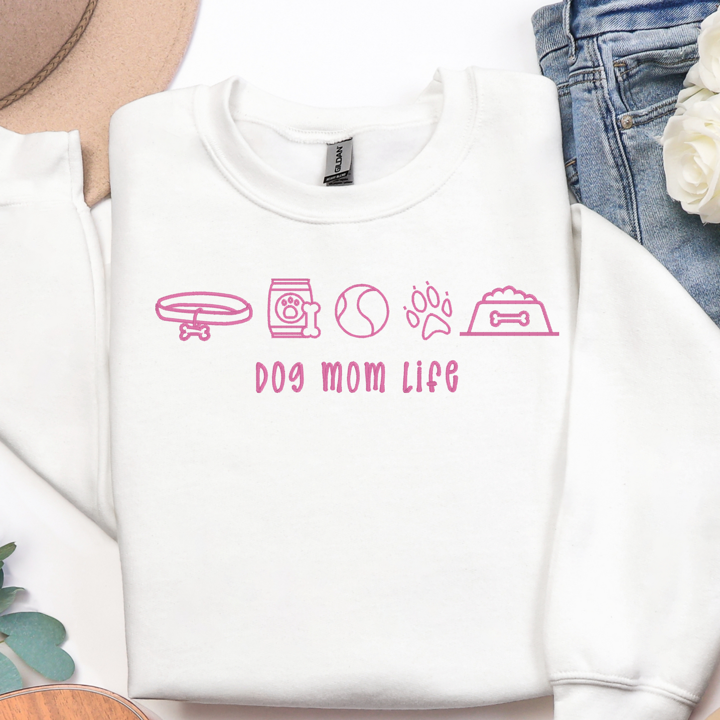 Dog Mom Life Embroidered Apparel