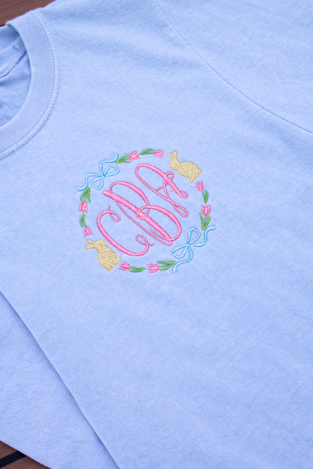 Custom Easter Bow Monogram Embroidery | CC Tee, Long Sleeve or Sweatshirt