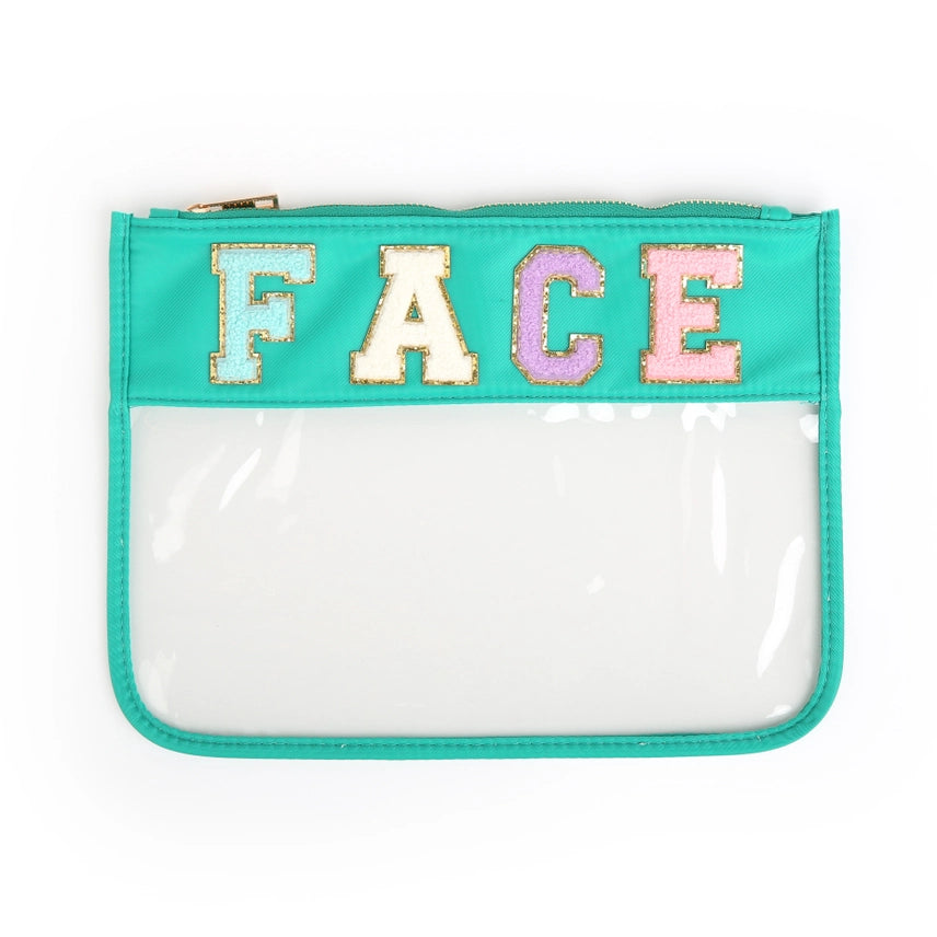 Clear Zippered Varsity Patch Pouch