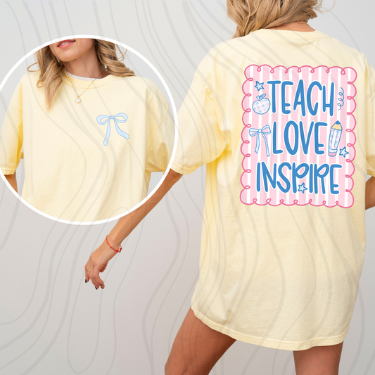 Pink Striped Teach Love Inspire