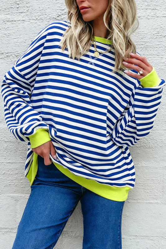 Coastal Stripes Drop Shoulder Sweatshirt