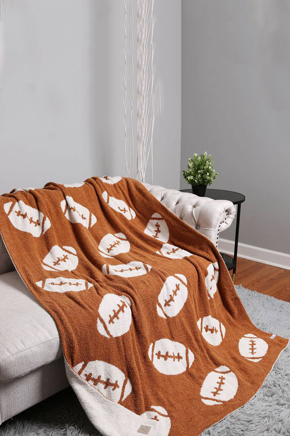 Chestnut Black Fleece Football Blanket