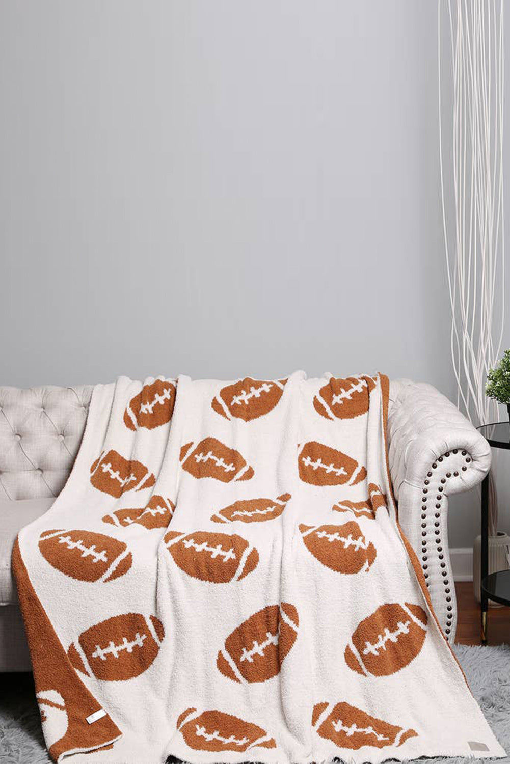 Chestnut Black Fleece Football Blanket