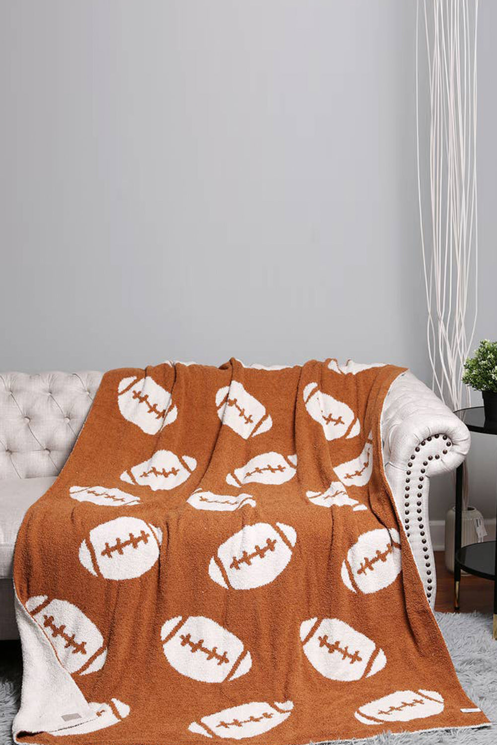 Chestnut Black Fleece Football Blanket